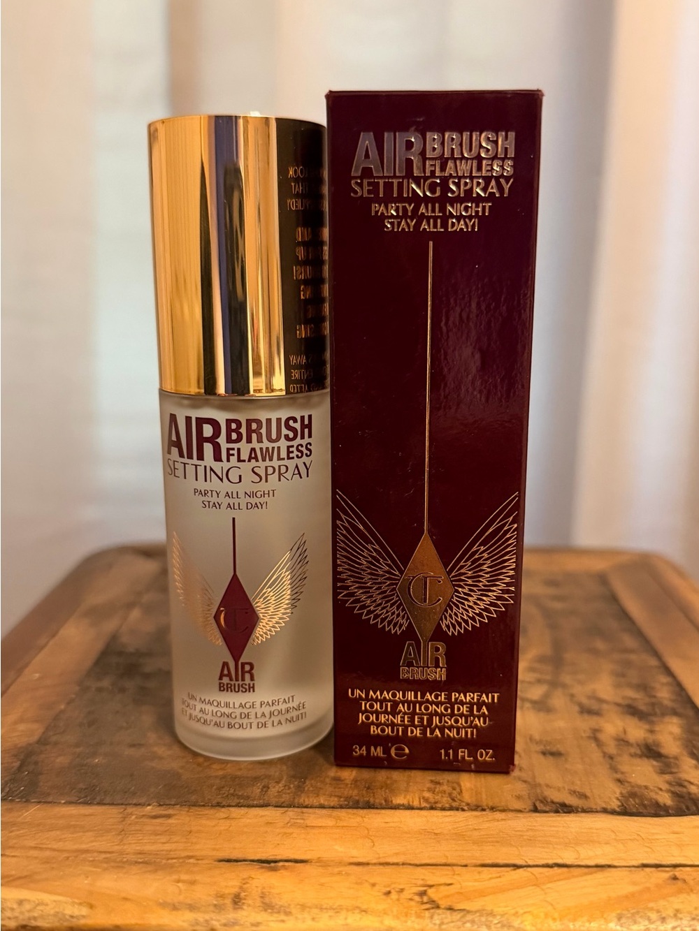 Charlotte Tilbury Airbrush Flawless Setting Spray — Gold & Burgundy
